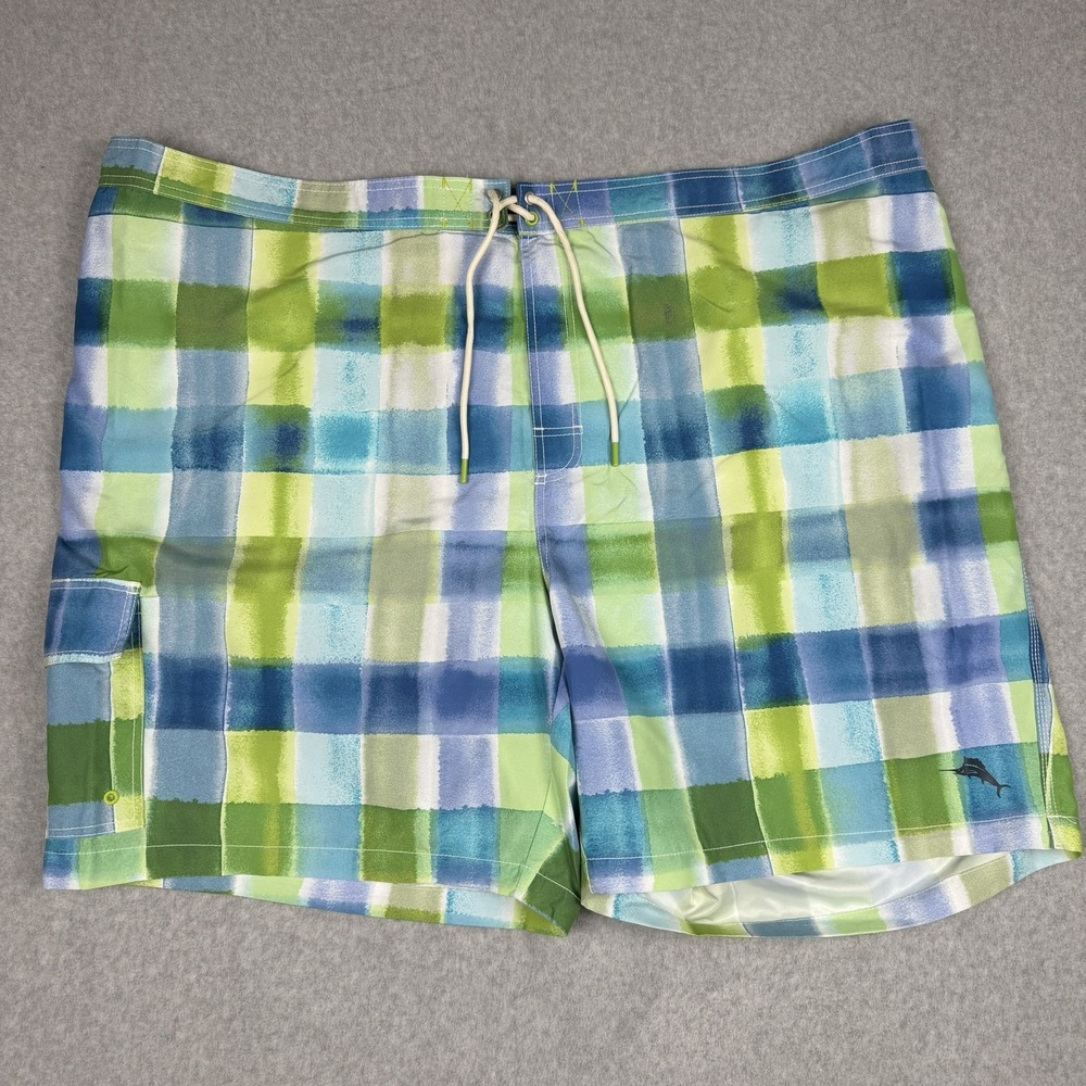 Tommy Bahama Swimming shorts Men's 4XLB Blue Green Baja Harbor Cove Plaid UV